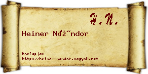 Heiner Nándor névjegykártya